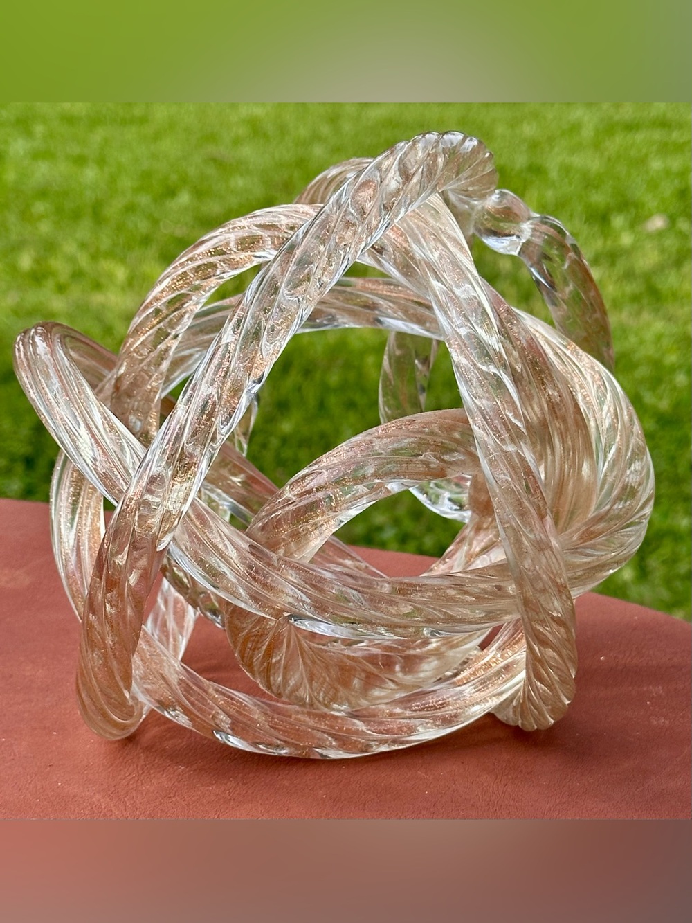 Murano Rope Love Knot Rope Sculpture Gold Twist Large Italian Art Glass